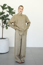 Linen Wide Pants - Almond Latte