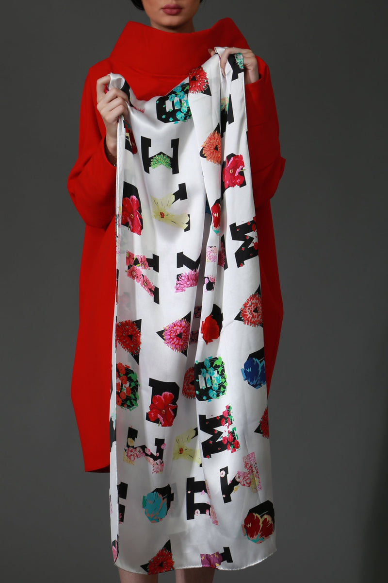 Alpha White Silk Scarf