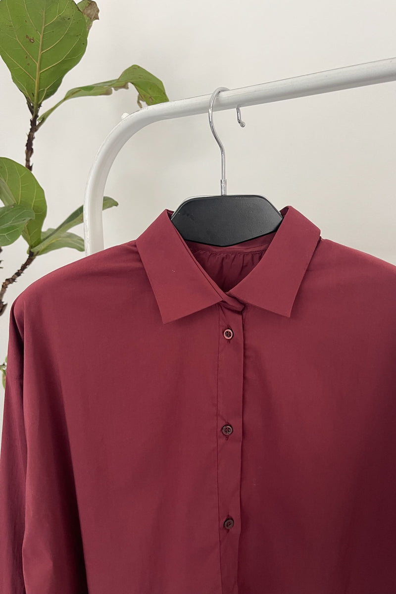 Basic Poplin Shirt - Burgundy
