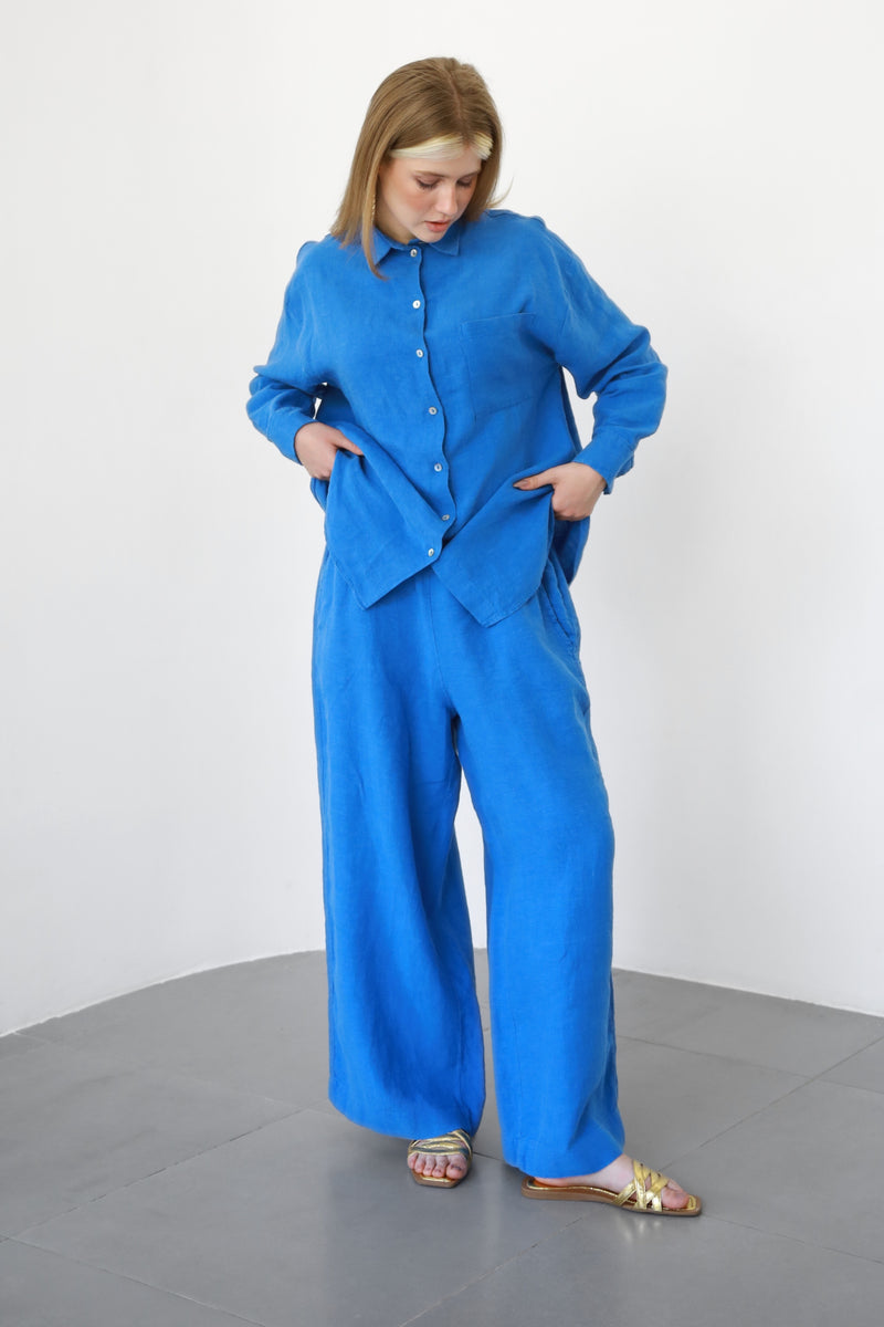Distressed Linen Shirt - Azure