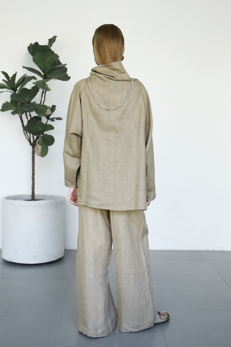 Gaia Linen Blouse - Almond Latte