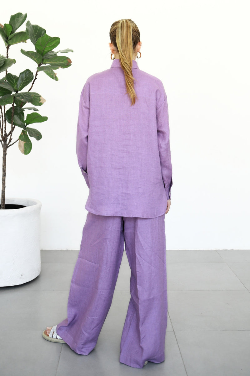 Linen Wide Pants - Iris