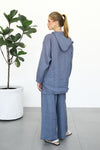 Linen Zip-up Hoodie - Washed Blue