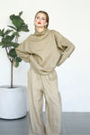 Linen Wide Pants - Almond Latte
