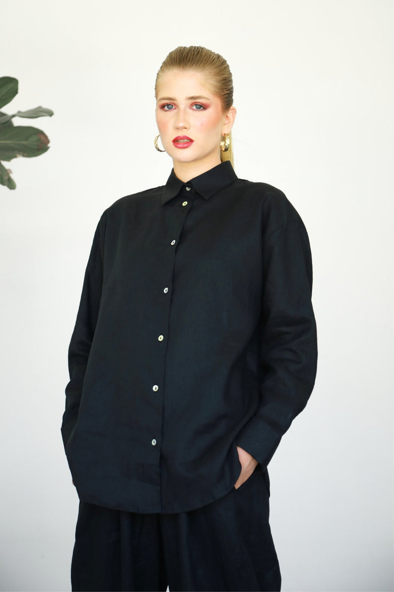 Linen Shirt - Black