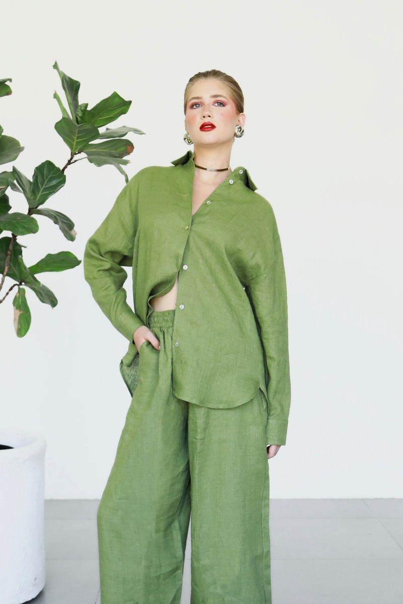 Linen Shirt - Matcha
