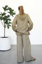 Linen Zip-up Hoodie - Almond Latte