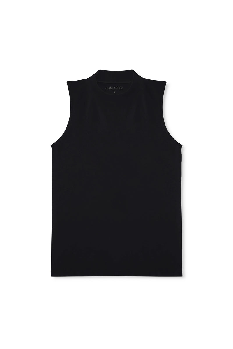 Second Skin High Neck Tank Top - Black