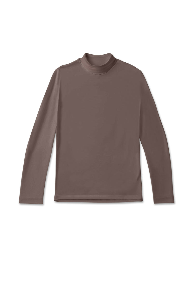 Second Skin High-Neck Long Sleeve T-shirt - Mocha