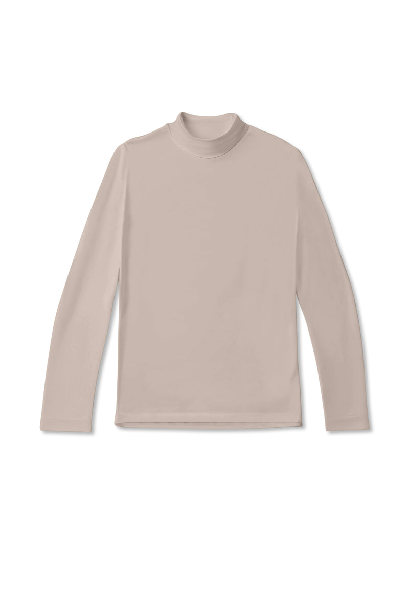 Second Skin High-Neck Long Sleeve T-shirt - Taupe