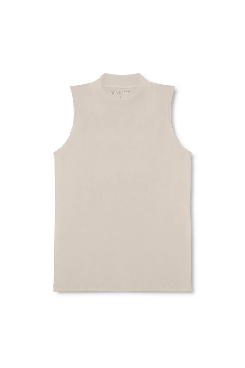 Second Skin High Neck Tank Top - Stone