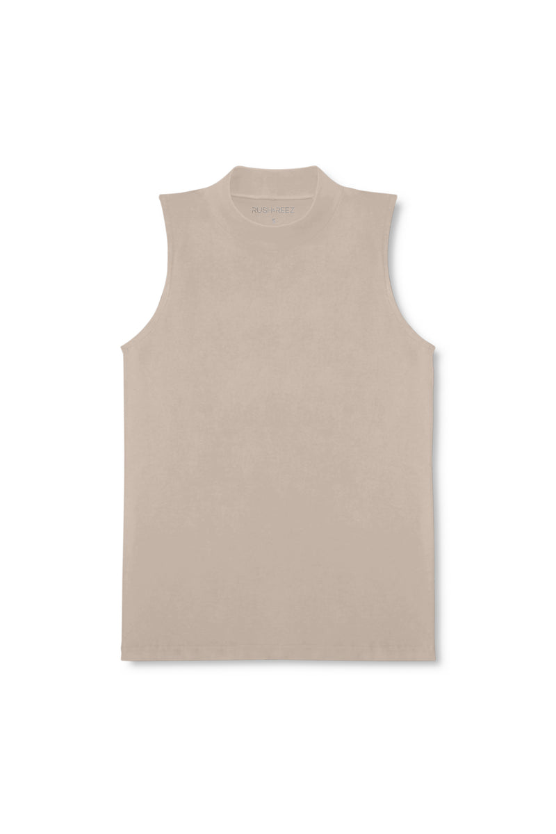 Second Skin High Neck Tank Top - taupe