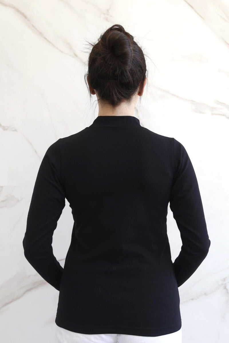 Second Skin High-Neck Long Sleeve T-shirt - Black