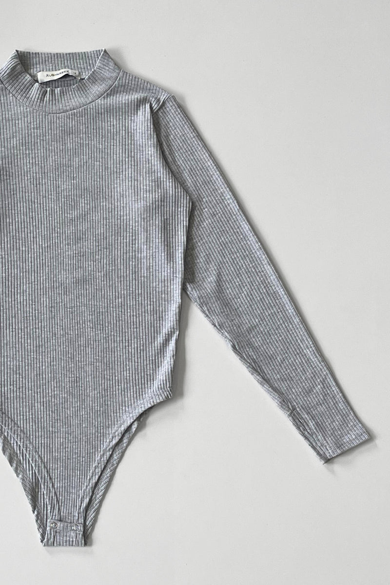 Ribbed Cotton Bodysuit - Heather Grey