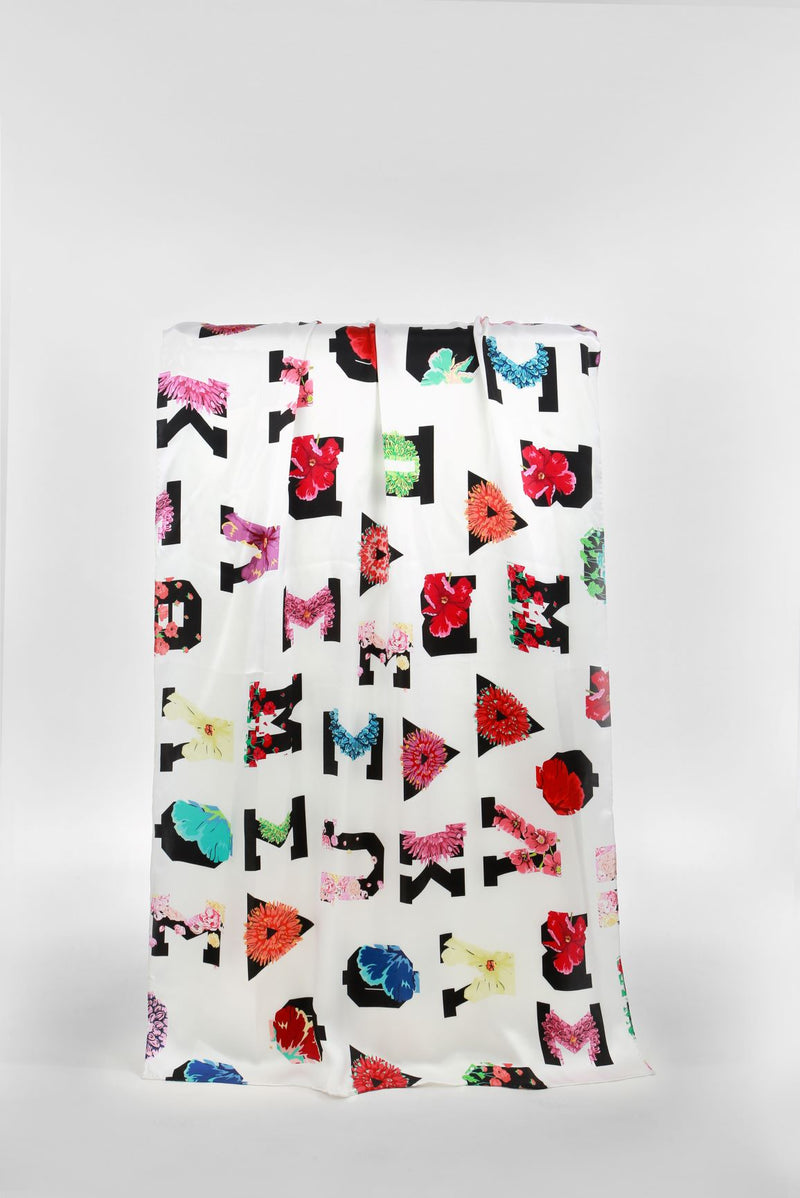 Alpha White Silk Scarf