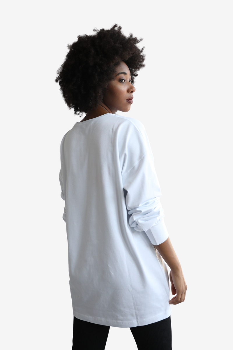 Longsleeve Fighter Tshirt - White & Fuschia