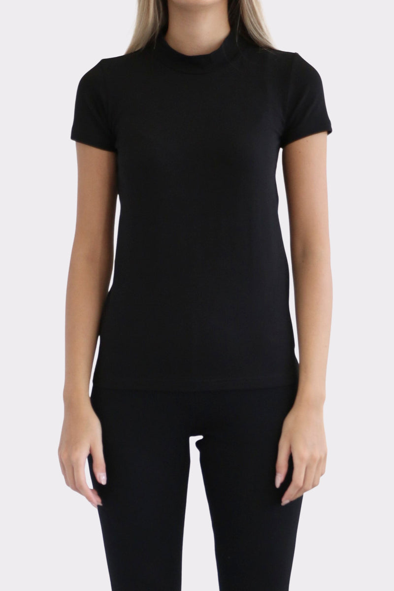 Second Skin High Neck T-Shirt - Black