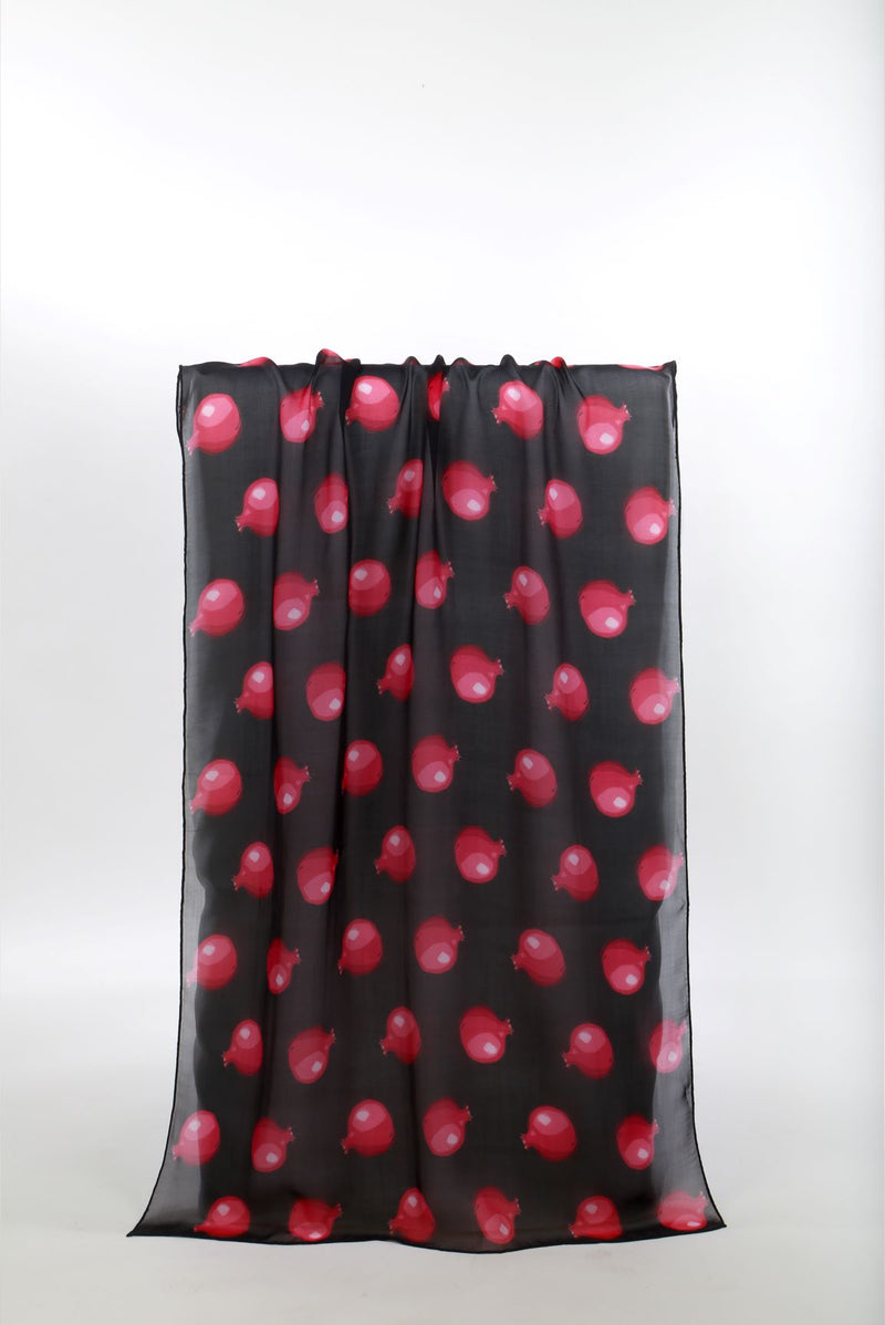Rumman Black Silk Scarf