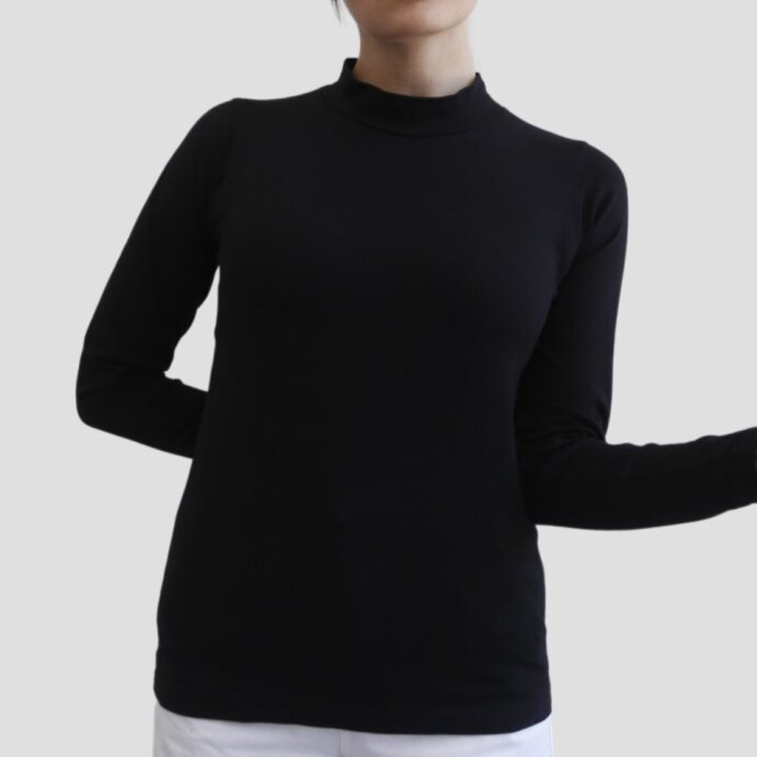 Second Skin High-Neck Long Sleeve T-shirt - Black