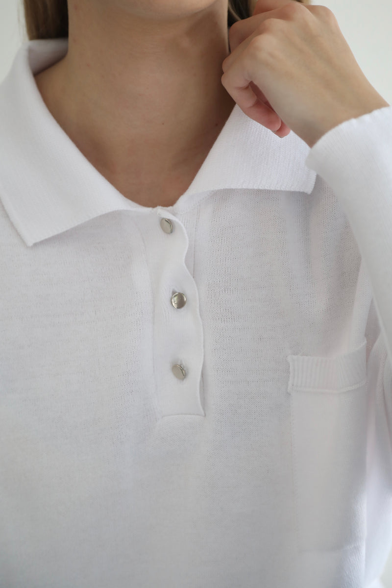 Knit Polo Shirt - White