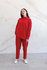 Relaxed Lyocell Coord Set - Crimson