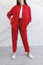 Relaxed Lyocell Coord Set - Crimson