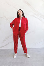 Relaxed Lyocell Coord Set - Crimson