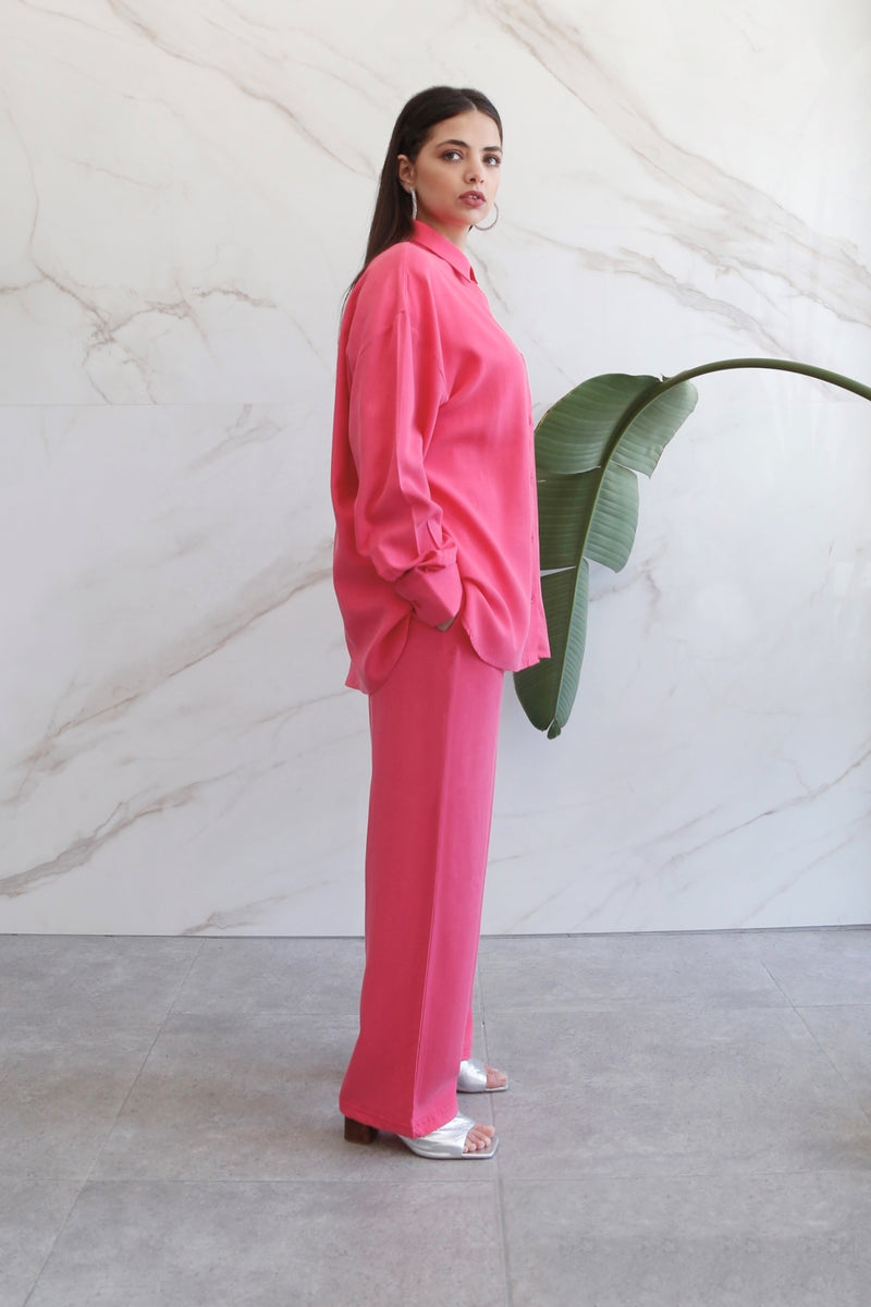 Relaxed Lyocell Coord Set - Fuschia