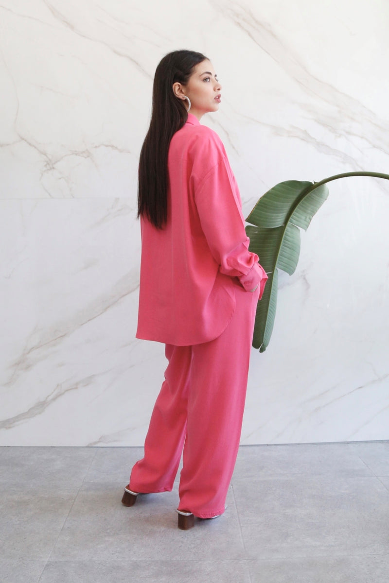 Relaxed Lyocell Coord Set - Fuschia