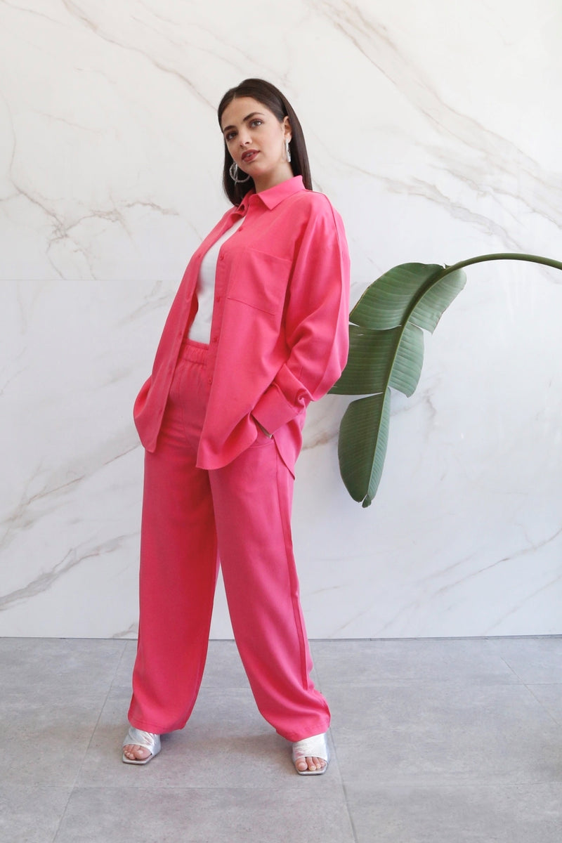 Relaxed Lyocell Coord Set - Fuschia