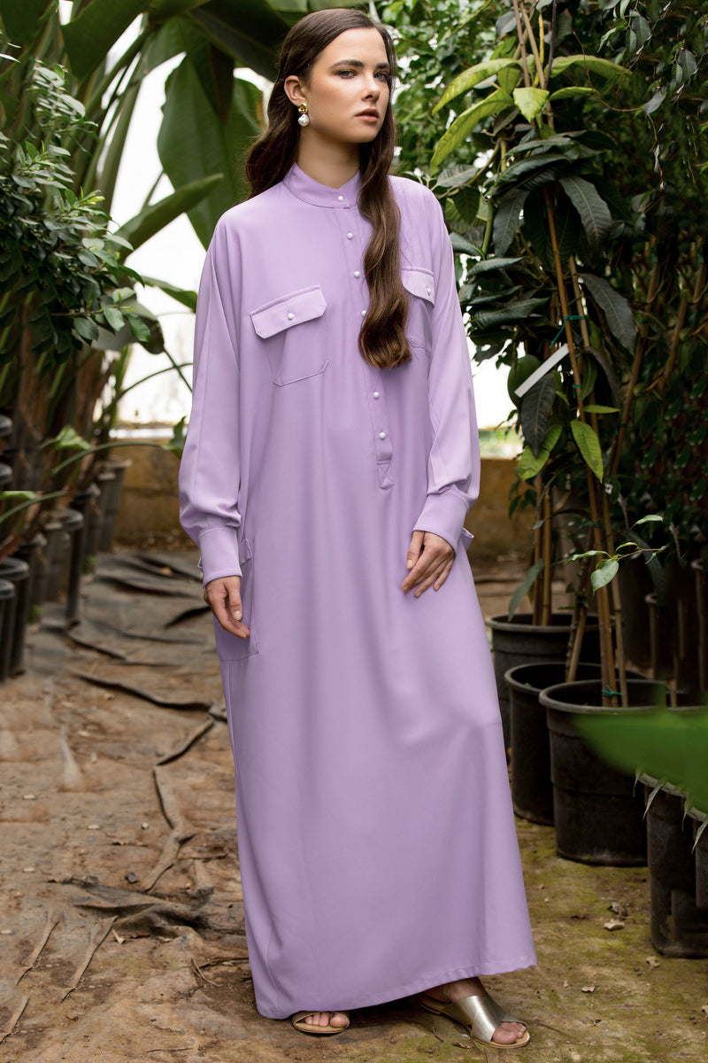 Jenna Oversized Maxi Shirtdress - Lilac
