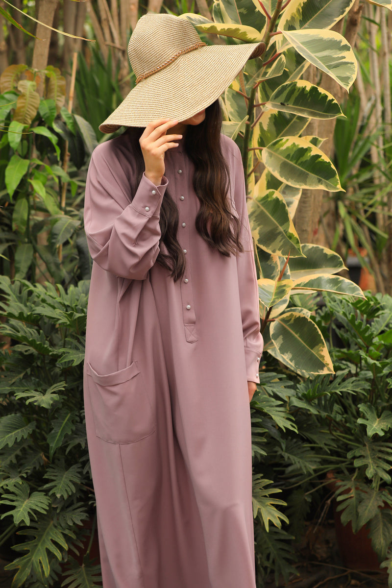 Jenna Oversized Maxi Shirtdress - Dust Rose