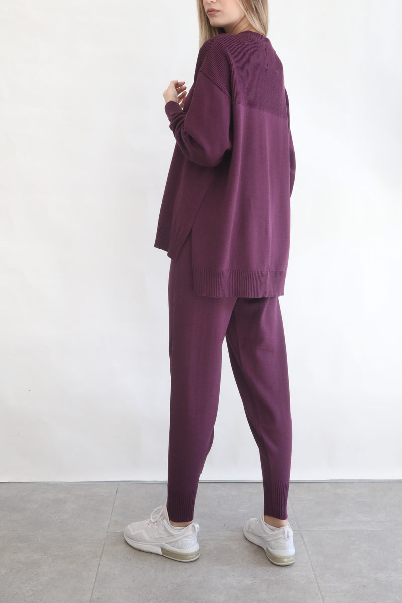 Oversized Knit Sweater - Blackberry