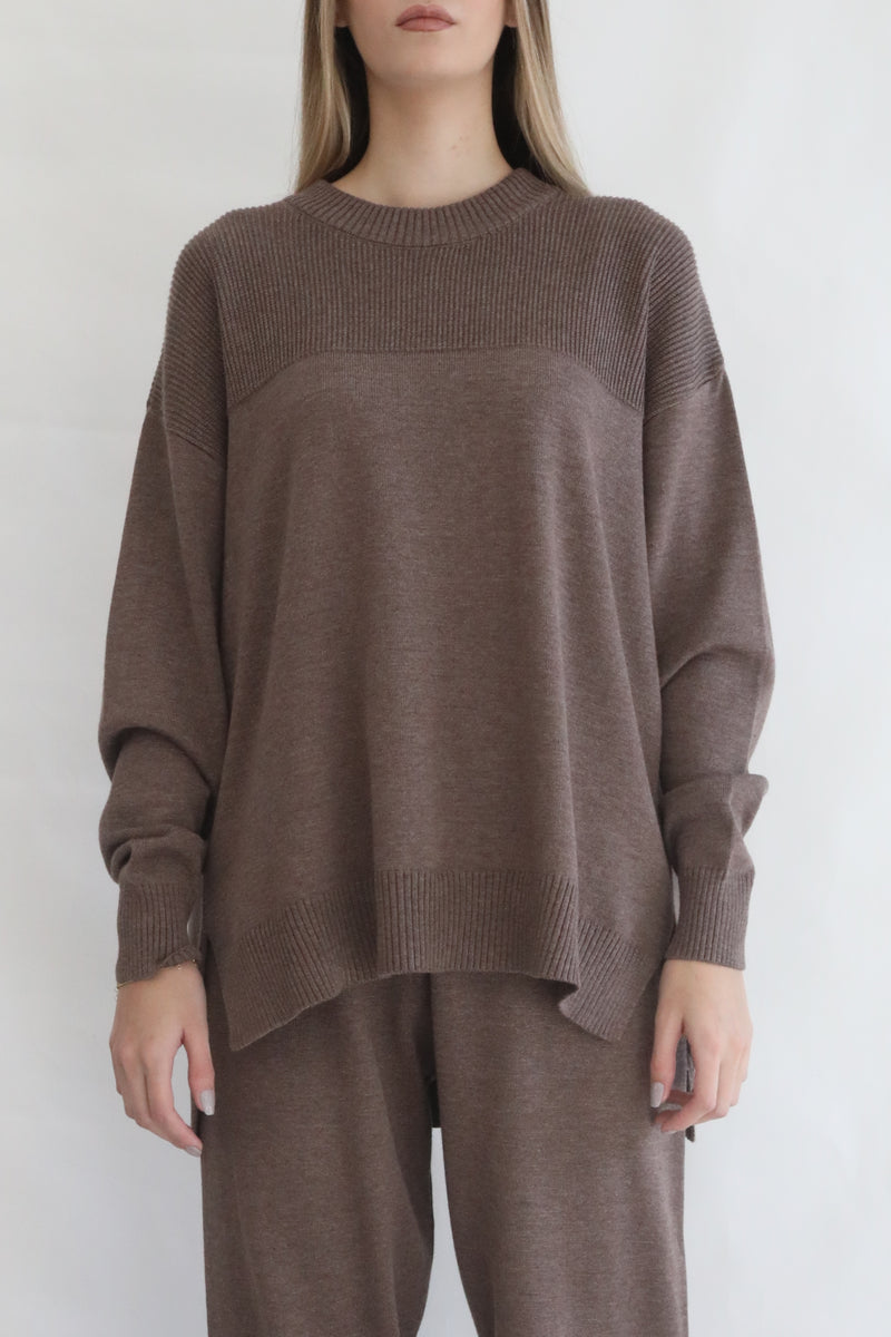 Oversized Knit Sweater - Heather Wood