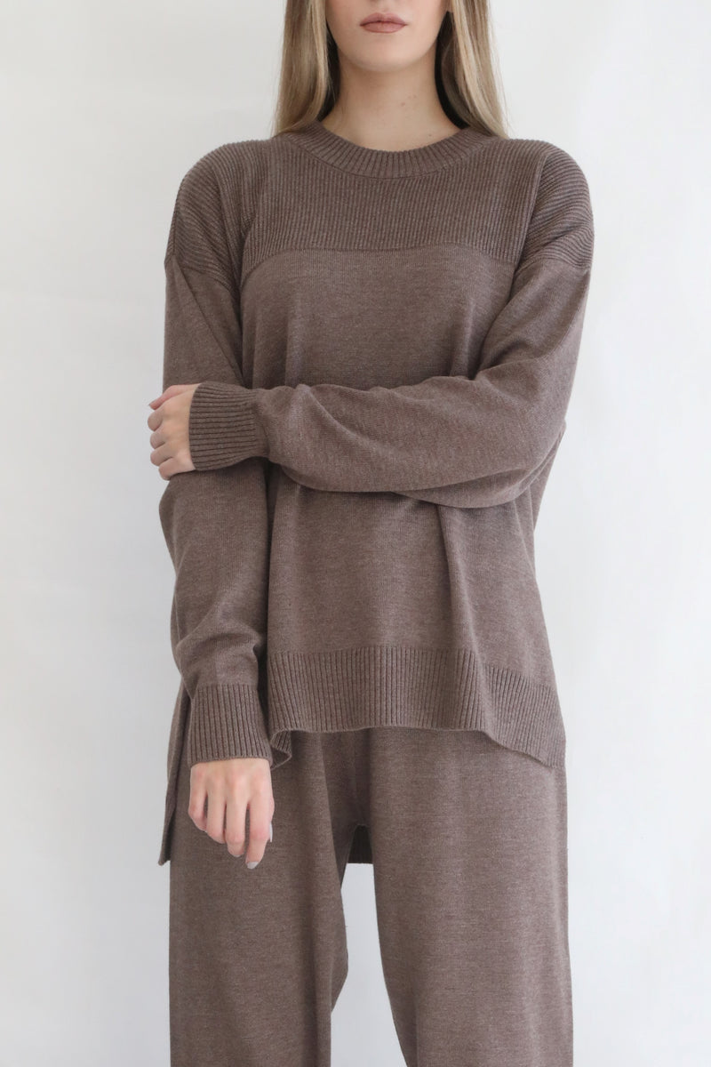 Oversized Knit Sweater - Heather Wood