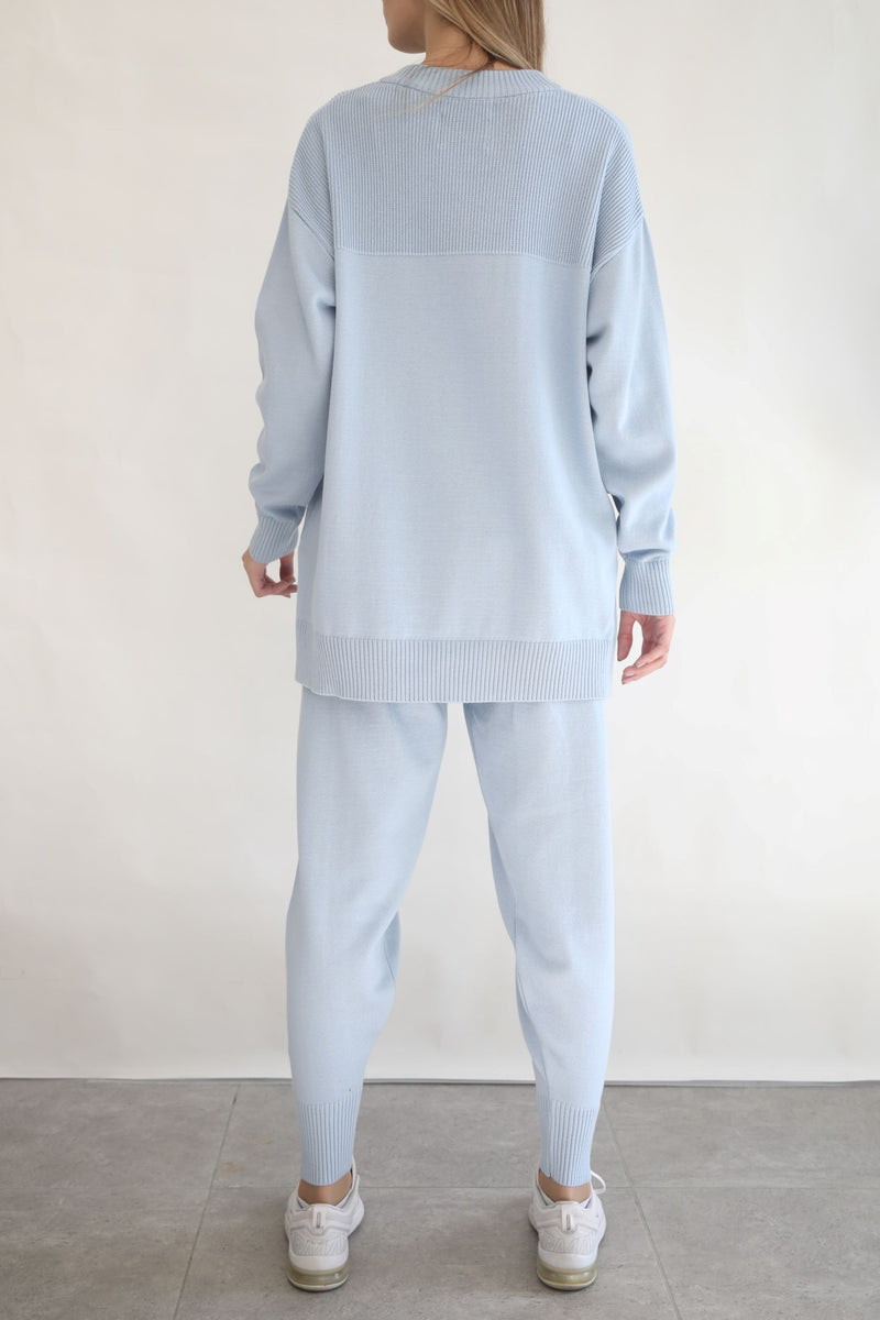 Oversized Knit Sweater - Blue Fog