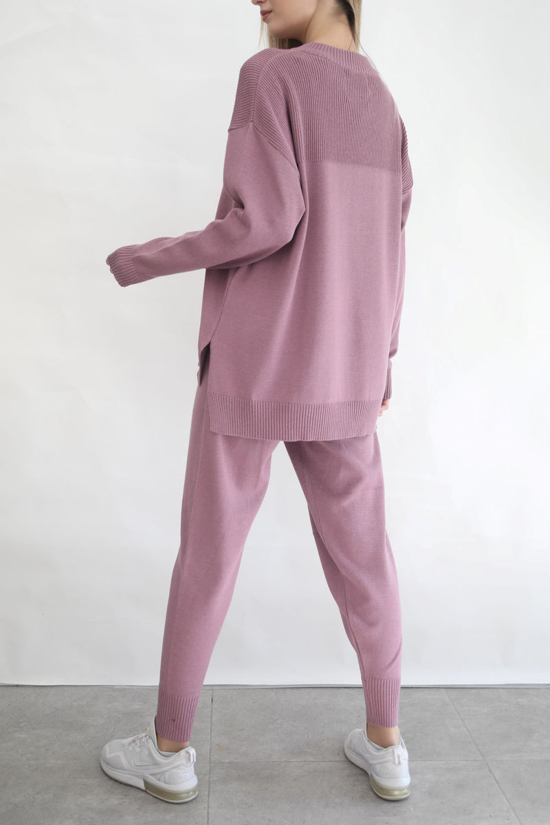 Oversized Knit Sweater - Berry Nude