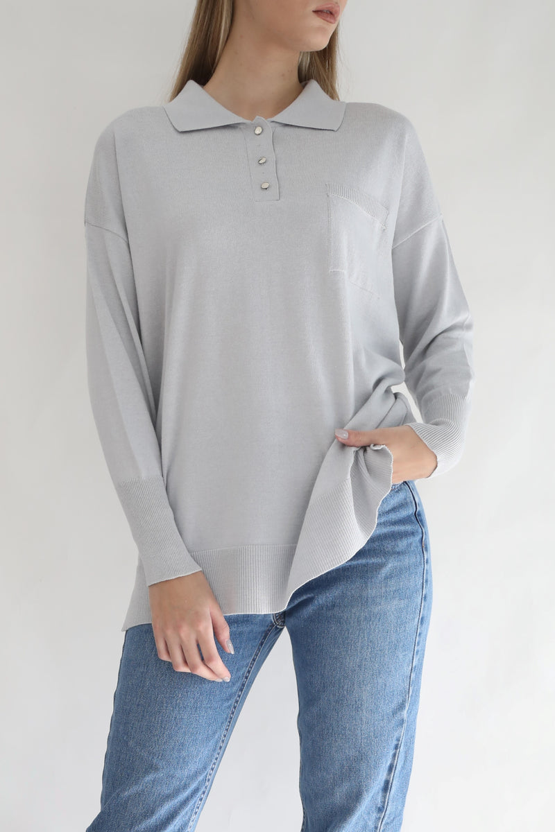 Knit Polo Shirt - Cloud