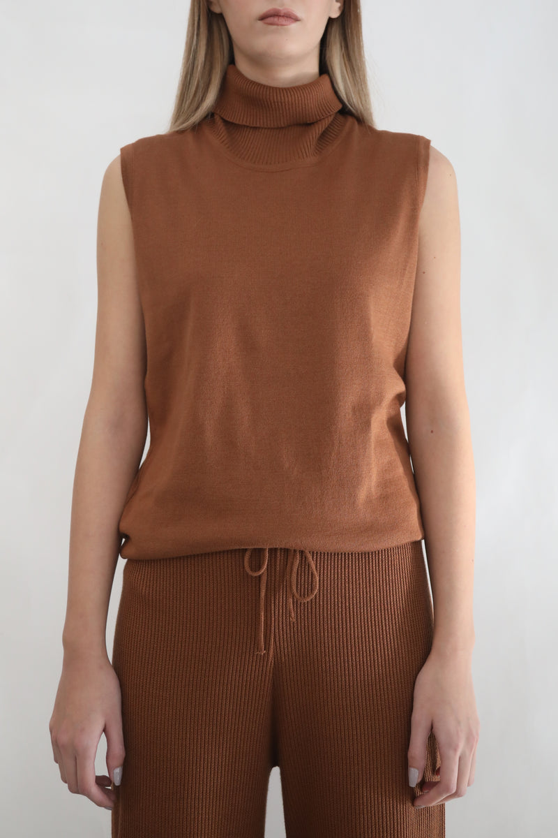 Sleeveless Knit Top - Espresso