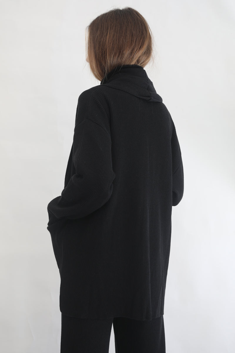 Oversized Knit Cardigan - Black