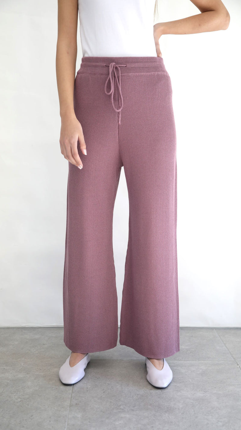 Knit Flare Sweatpants - Berry Nude