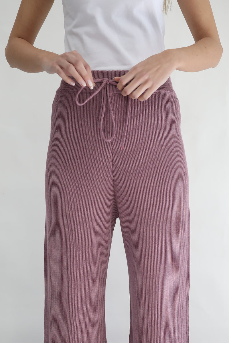 Knit Flare Sweatpants - Berry Nude