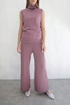 Knit Flare Sweatpants - Berry Nude
