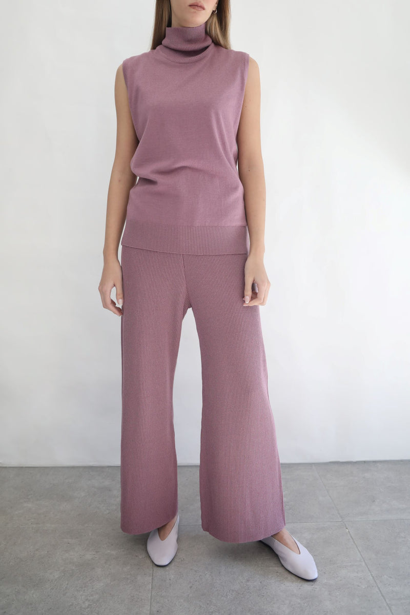 Knit Flare Sweatpants - Berry Nude