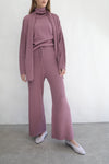 Knit Flare Sweatpants - Berry Nude