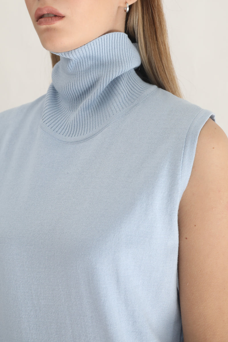 Sleeveless Knit Top - Blue Fog