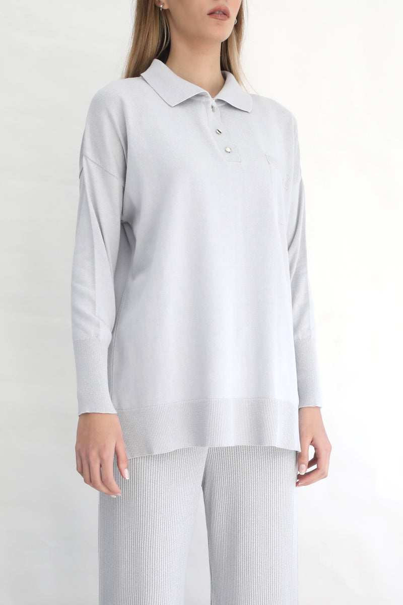 Knit Polo Shirt - Cloud