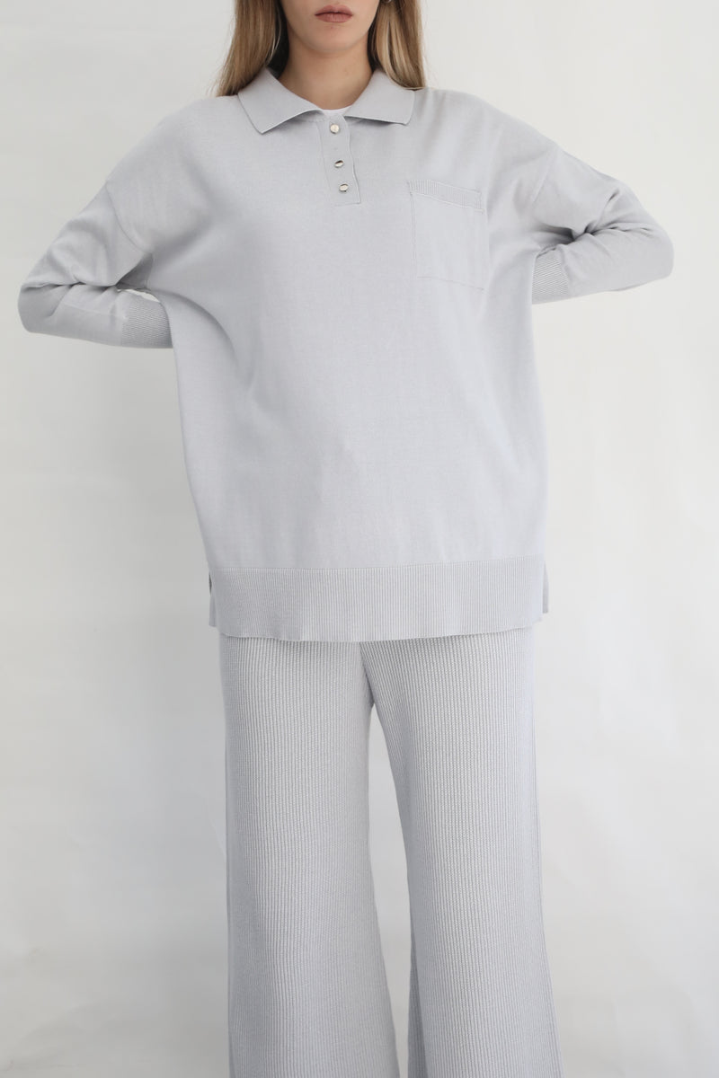 Knit Polo Shirt - Cloud