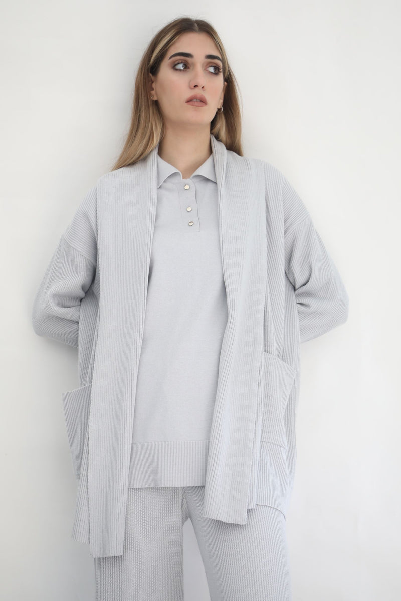 Oversized Knit Cardigan - Cloud