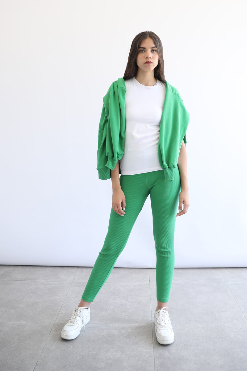 Ribbed Leggings - Forest